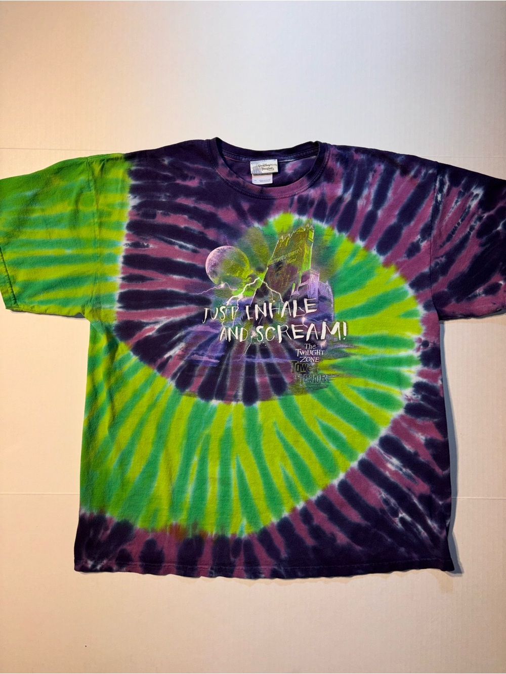 Vtg Disney World Tower Of Terror Twilight Zone 90’s Cartoon Tie Dye T-shirt XL